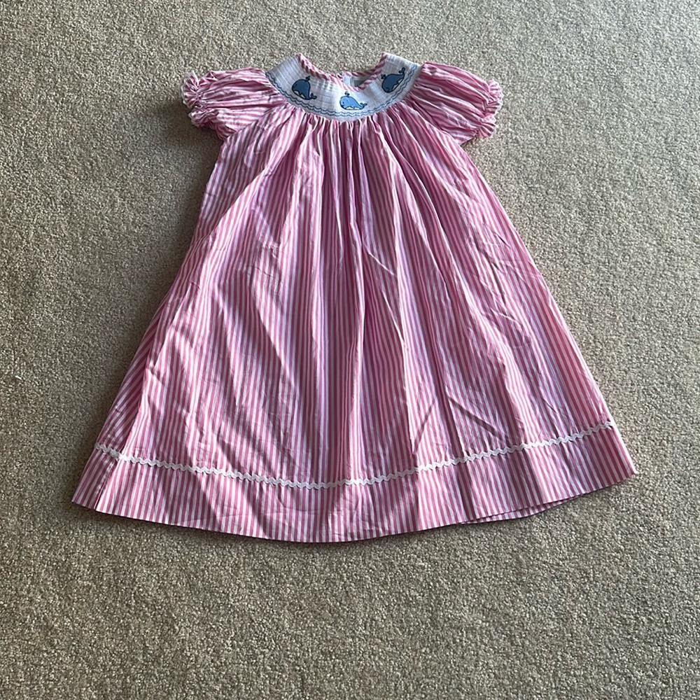 Excellent condition 100 percent cotton dress by Lil Cactus pink /white  size 6